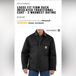 Men’s XL Carhartt - LOOSE FIT FIRM DUCK INSULATED TRADITIONAL COAT -
